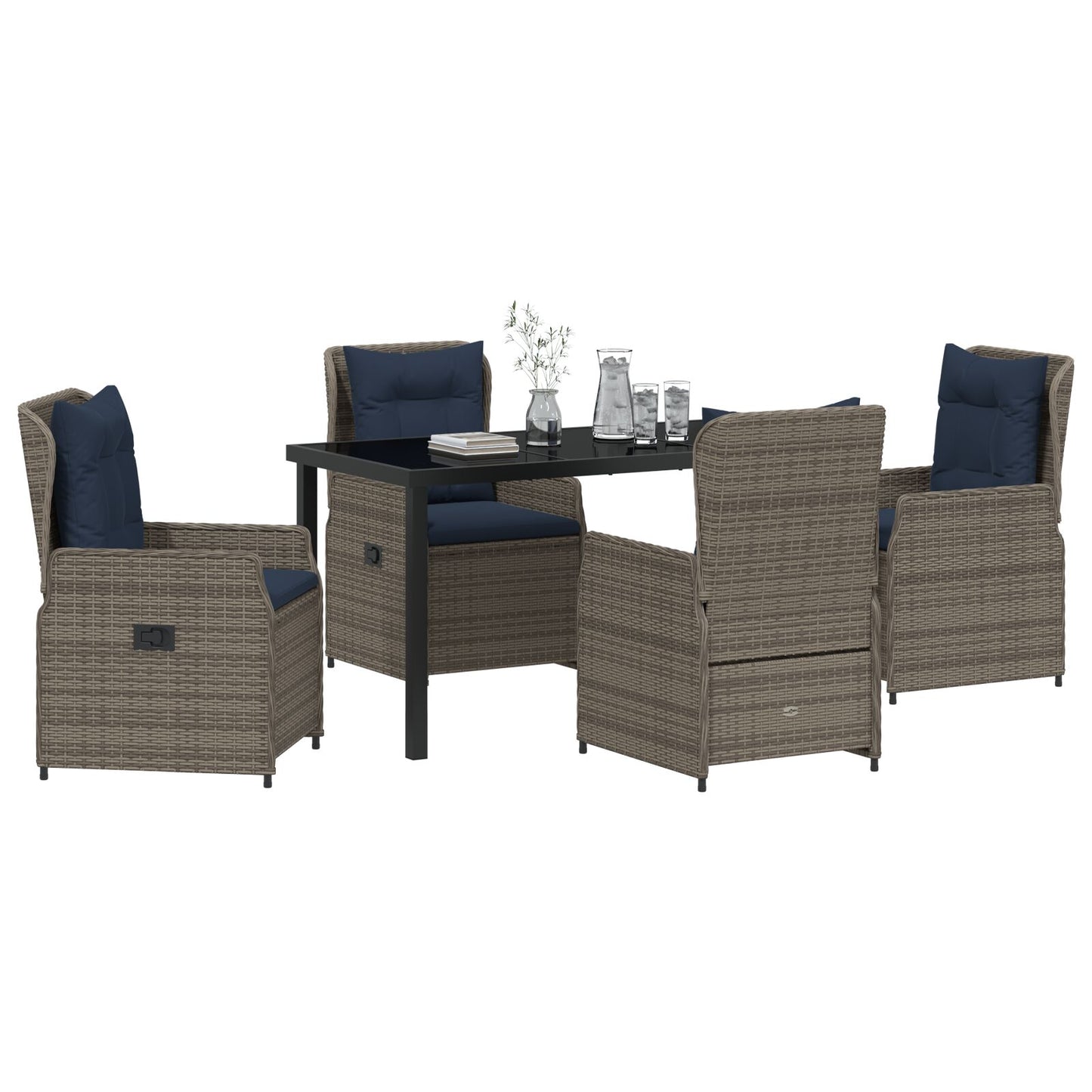 5-Delige Tuin Eetset Grijze Poly Rattan