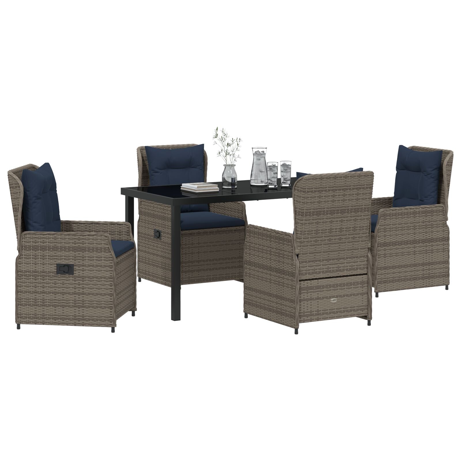 5-Delige Tuin Eetset Grijze Poly Rattan
