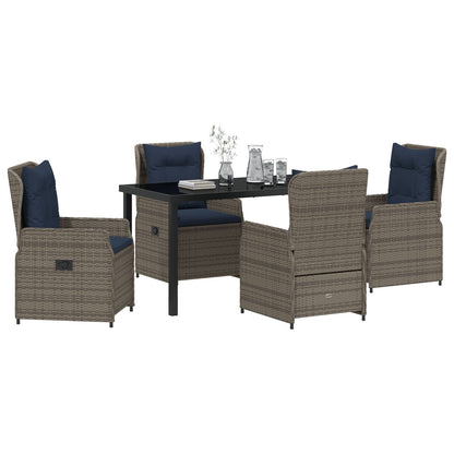5-Delige Tuin Eetset Grijze Poly Rattan