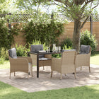 Tuinstoelenset poly rattan beige 4 personen