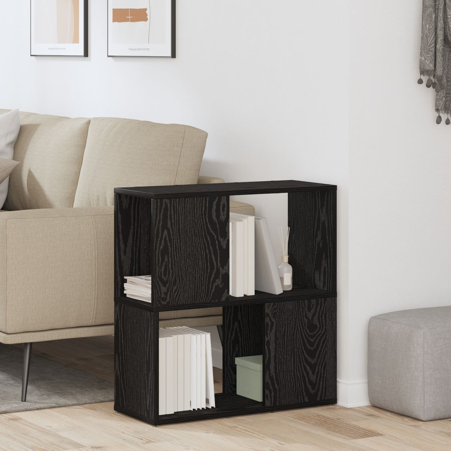 Boekenrek Geëngineerd Hout Zwart eiken 60 x 24 x 63 cm