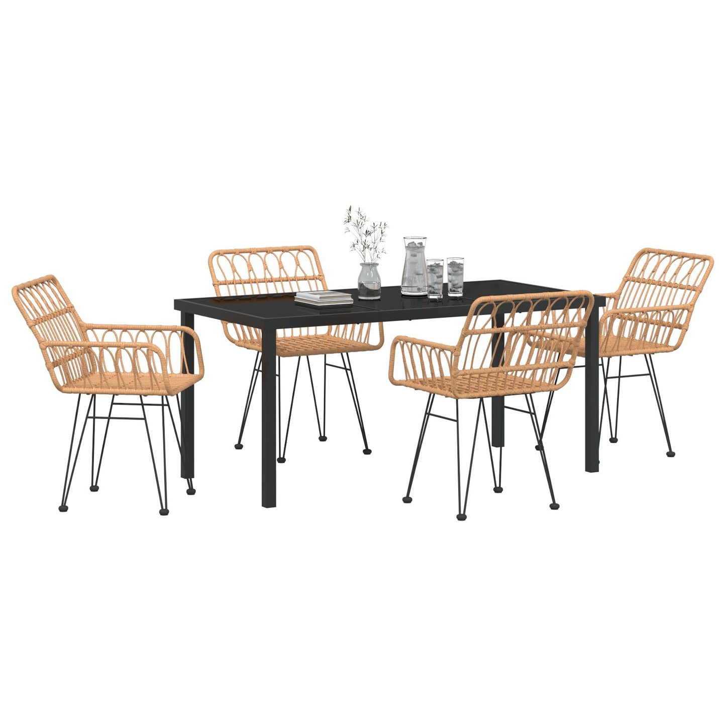 5-Delig Tuin Eetset Bruin Poly Rattan