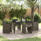Tuinstoelenset poly rattan grijs 4 personen
