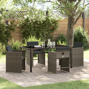 Tuinstoelenset poly rattan grijs 4 personen