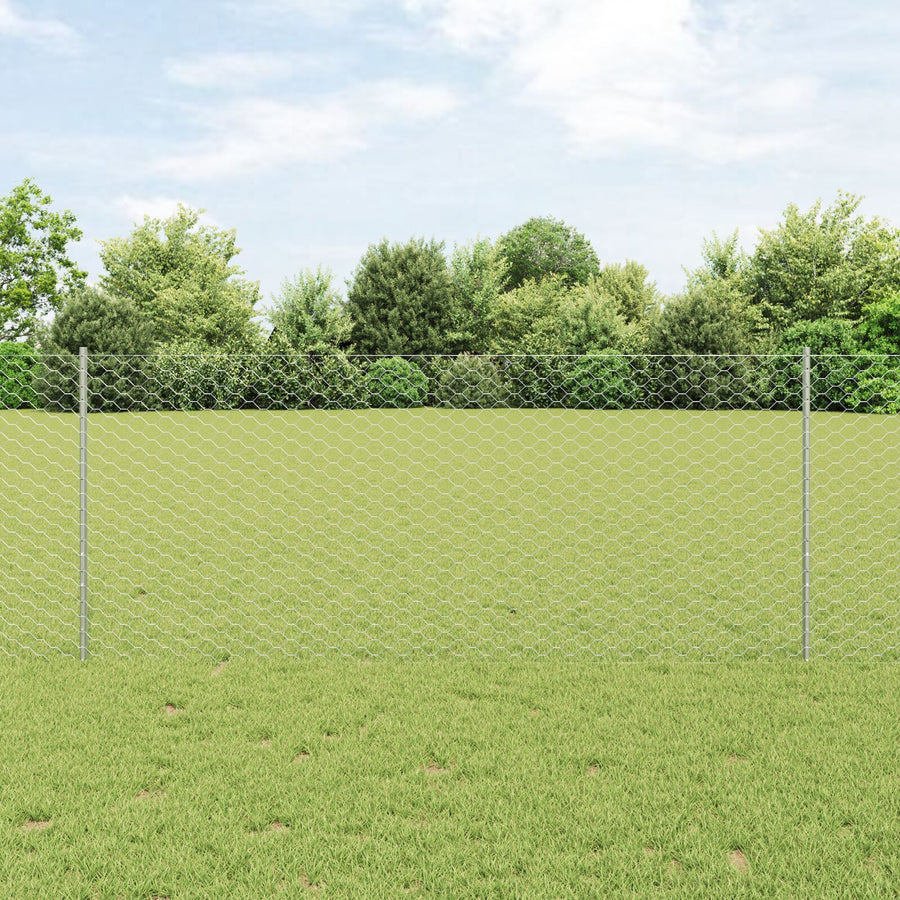 Fence Posts 10 Pcs U-Channel 100 Cm Gegalvaniseerd Staal,  Hexagon Fence 1X10 M Gegalvaniseerd Staal