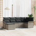 Garden Sofa Set with Cushion 6 pcs Light Grey Poly Rattan