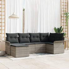6-Delige Tuin Sofa Set Met Kussens Lichtgrijs Poly Riet