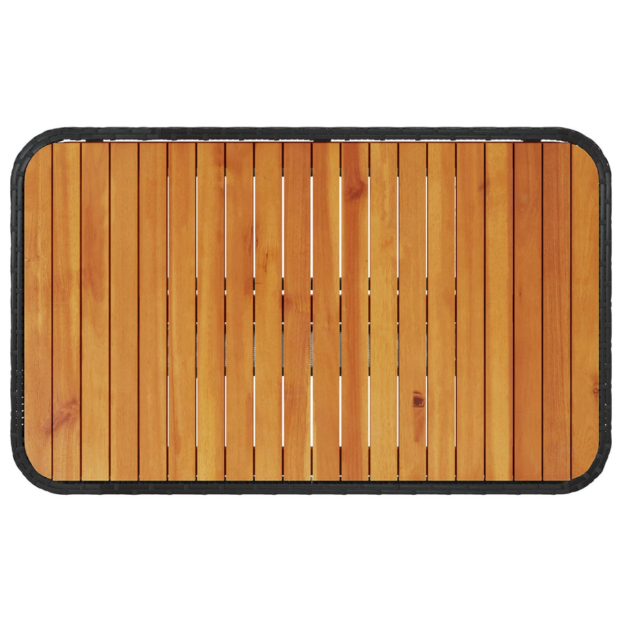 3-Delige Tuin Eetset Met Kussens Poly Rattan Acacia 90 cm Zwart en Crème 2 krukken