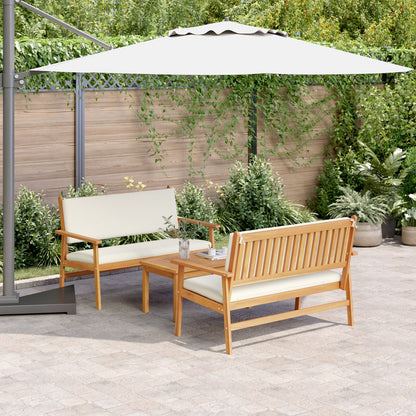 3-Delige Tuinsofa Set Met Kussen Van Massief Acaciahout