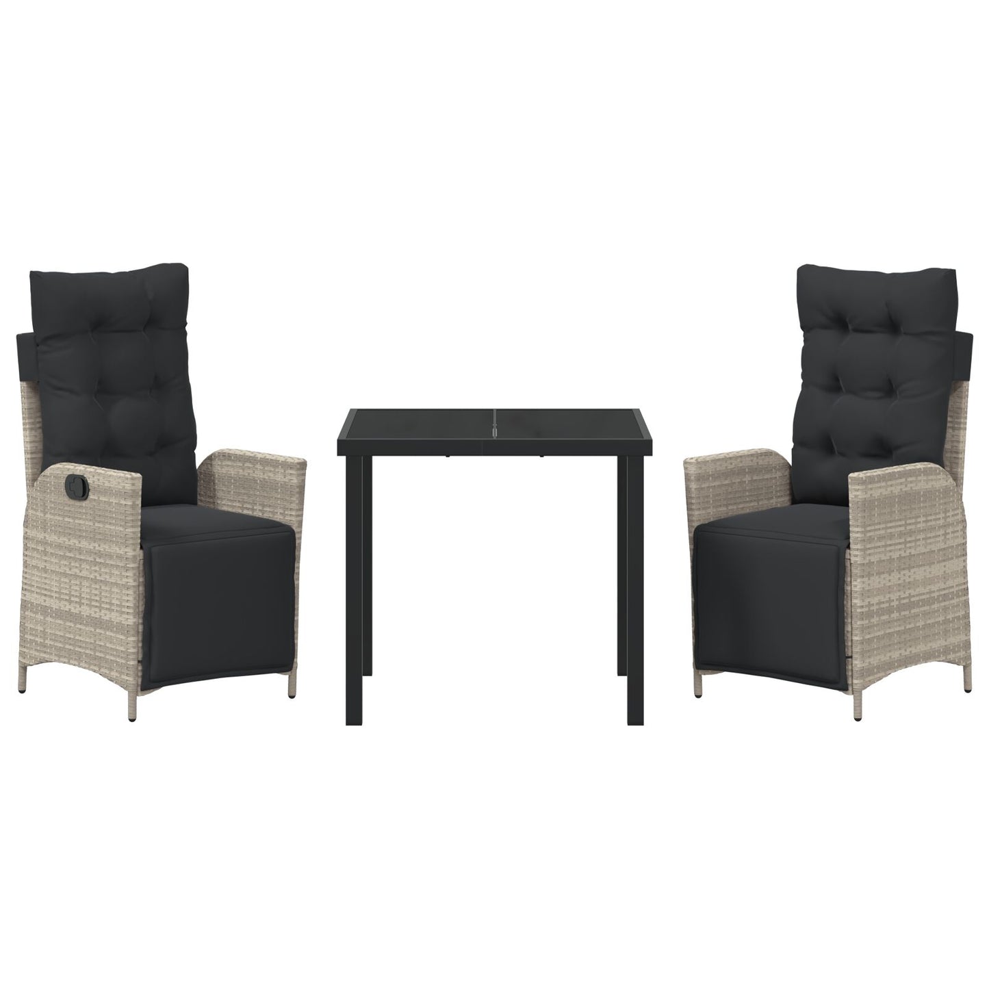 3-Delige Tuin Eetset Lichtgrijs Poly Rattan