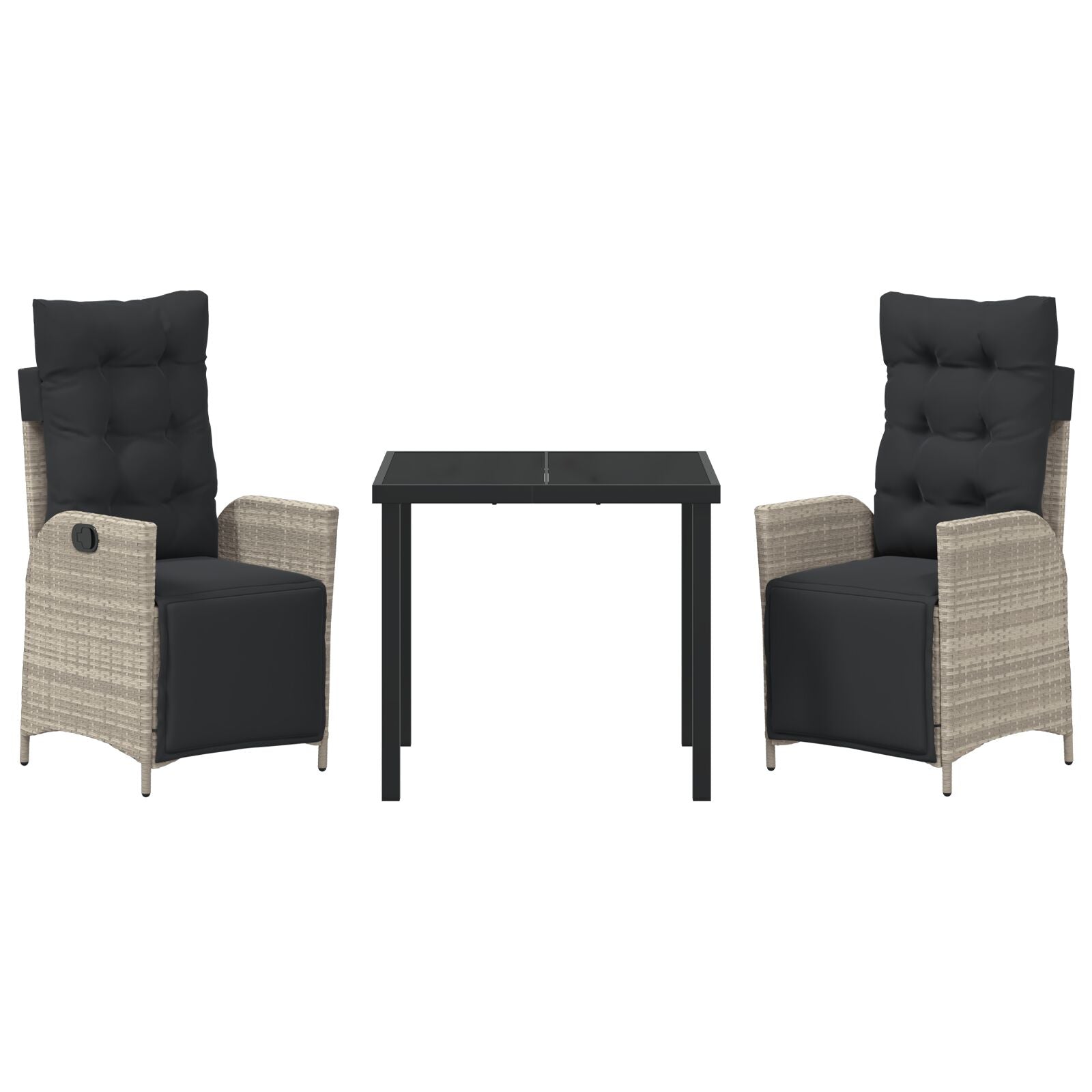 3-Delige Tuin Eetset Lichtgrijs Poly Rattan