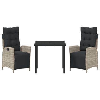 3-Delige Tuin Eetset Lichtgrijs Poly Rattan