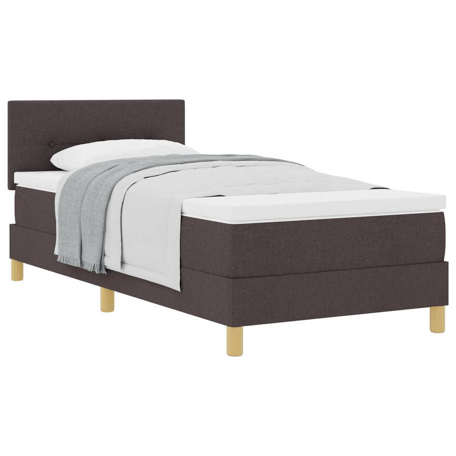 Boxspringbed Met Matras Stof Donkerbruin 100 x 200 cm Knoopgepatenteerd
