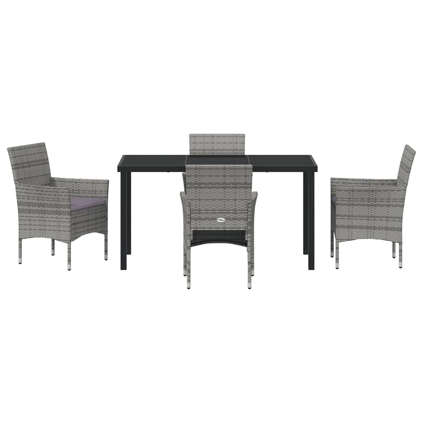 5-Delige Tuin Eetset Grijs Poly Rattan