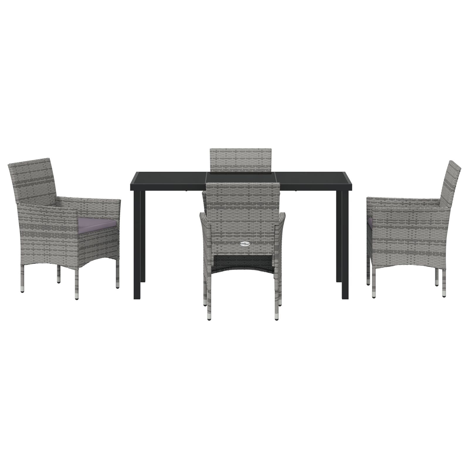 5-Delige Tuin Eetset Grijs Poly Rattan