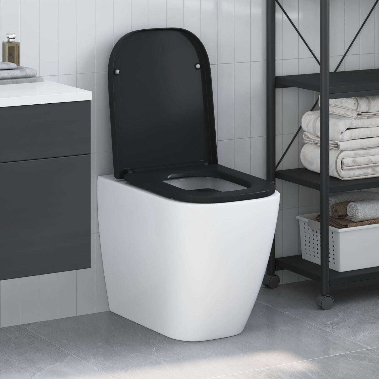 Snelle Bevestiging Toiletzitting Met Zachte Sluiting Duroplast Zwart