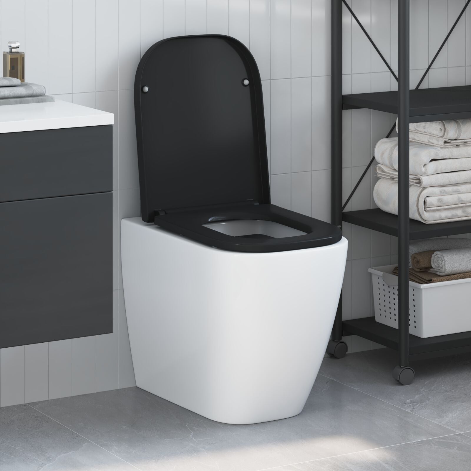 Snelle Bevestiging Toiletzitting Met Zachte Sluiting Duroplast Zwart