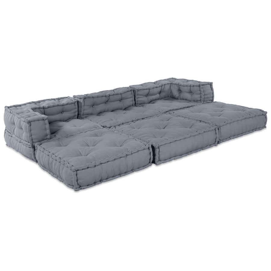 3-Zit Modular Pouffe Sofa Converteerbaar Grijze Stof Grijs 70 x 70 x 54 cm Midden + 2 x Hoek