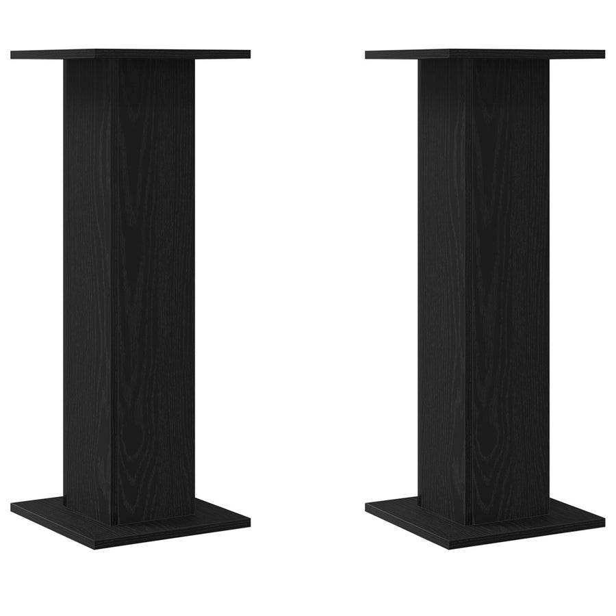 Plantenstandaard 2 Stuks Bewerkt Hout 30 x 30 x 80 cm Zwart eiken