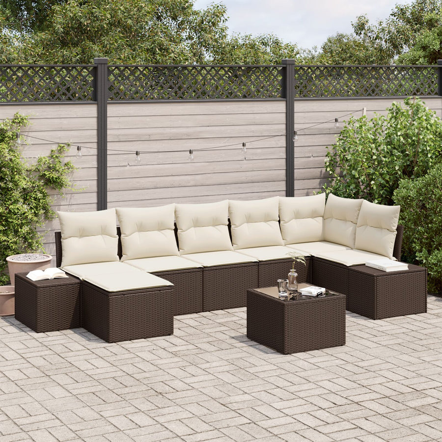 7-Delige Tuin Sofa Set Met Kussens Grijs Poly Rattan