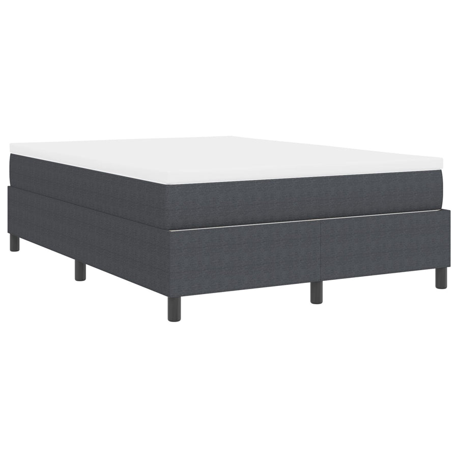 Boxspring Bed Met Matras Donkergrijs 140X200 Cm Corduroy Stof