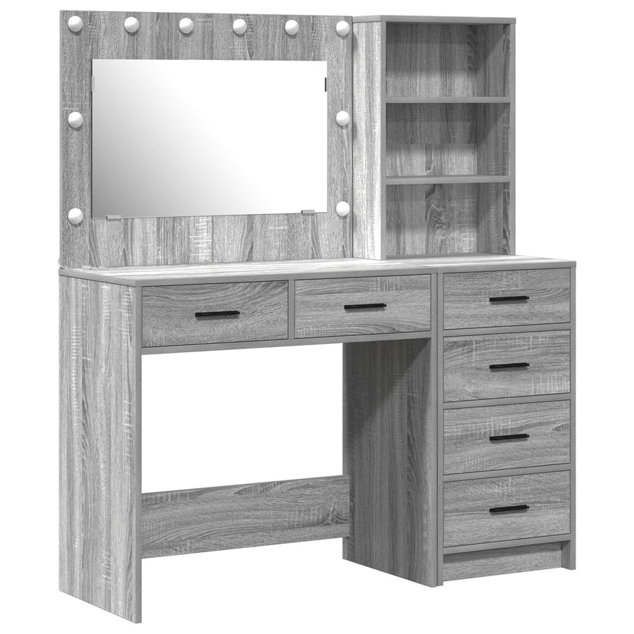 2-Delige Dressingtafel Set Met Led Grijze Sonoma Bewerkt Hout