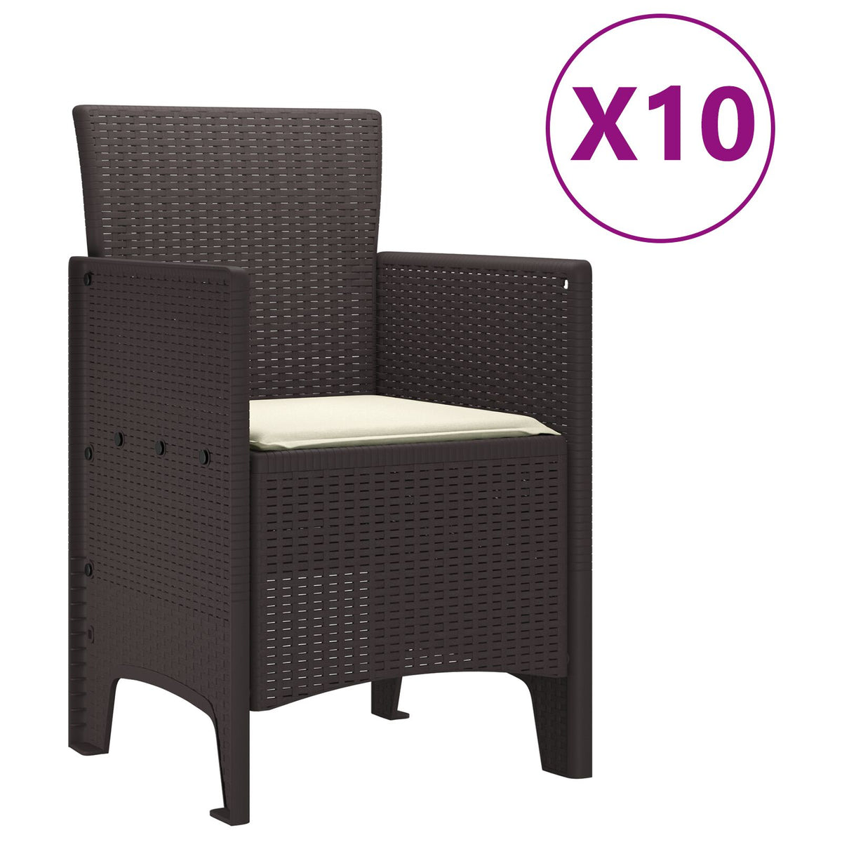 11-Delige Tuindinerset Met Kussens Bruin Poly Rattan