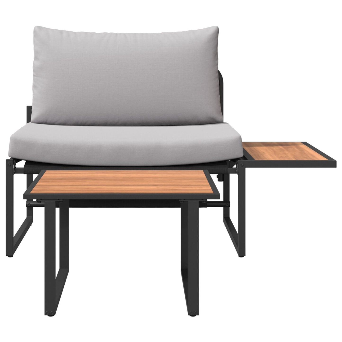 2-Delige Tuin Bank Set Eénzits Met Lichtgrijze Kussens Lichtgrijs