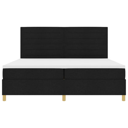 Boxspring Bed Met Matras Zwart 200X200 Cm Stof Blauw