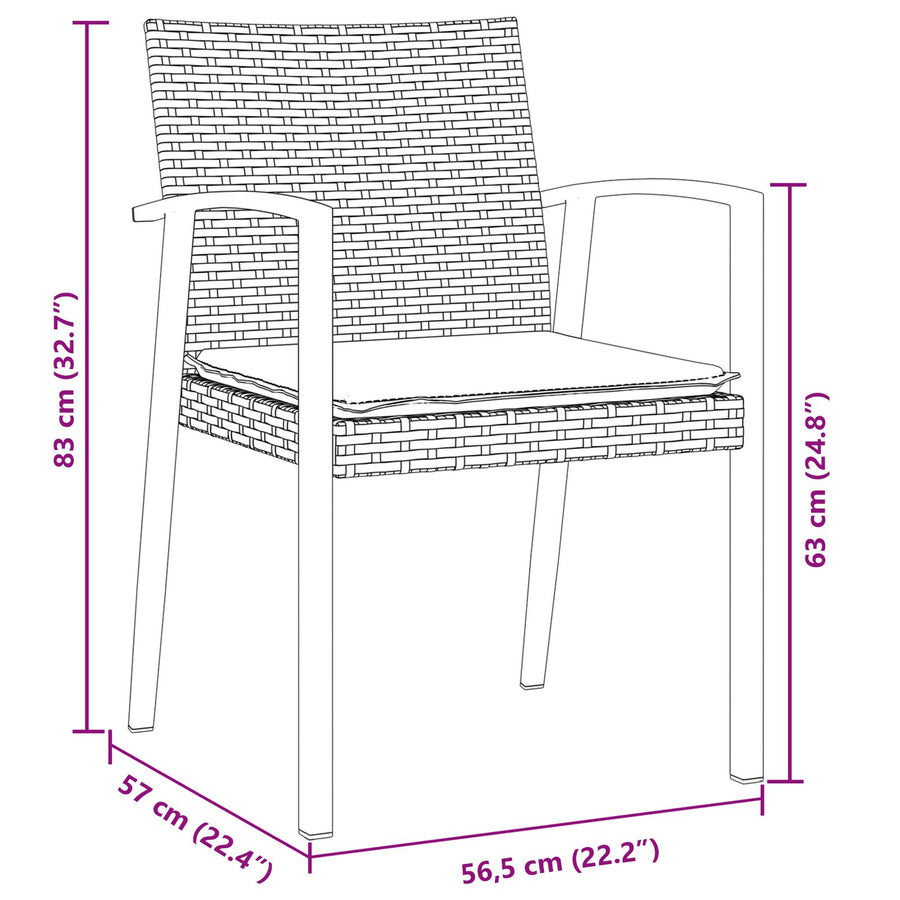 Set Van 2 Bruin Poly Rattan, Staal Duurzaam