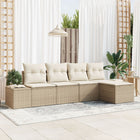 Loungeset poly rattan 5-delig beige