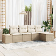 Loungeset poly rattan 5-delig beige