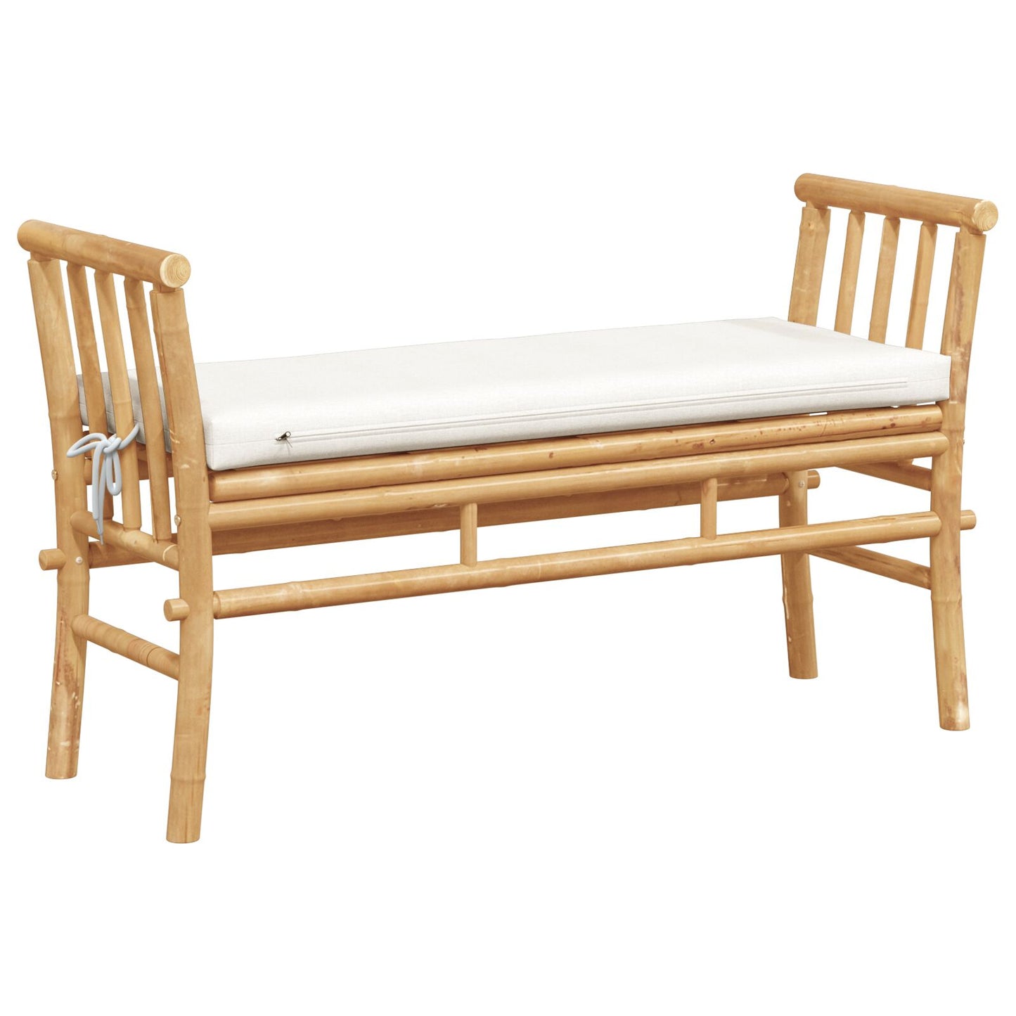 Tuinbank Met Kussen 110 Cm Van Bamboe Crème wit