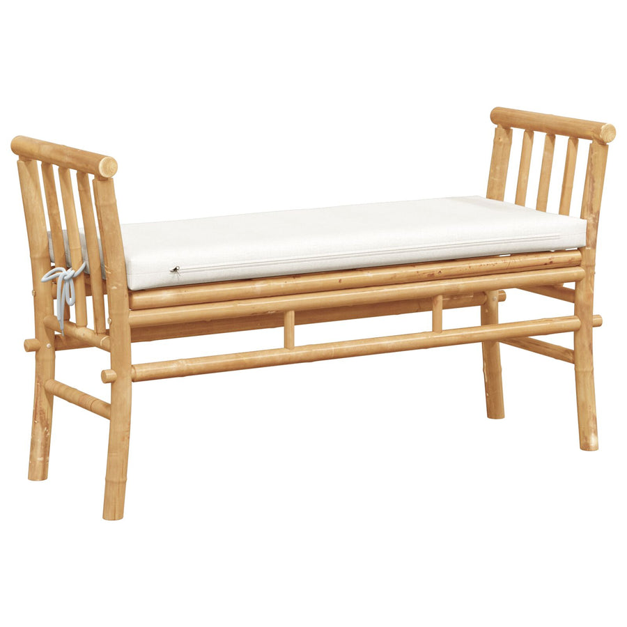 Tuinbank Met Kussen 110 Cm Van Bamboe Crème wit