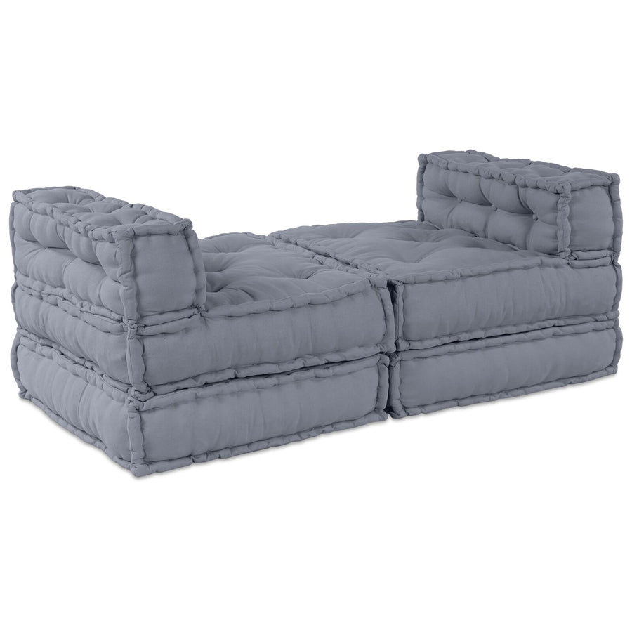 4-Zits Modulaire Pouf Bank Convertible Stoffering Grijs 70 x 70 x 54 cm Lounge + 3x middelste