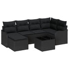 Garden Sofa Set with Cushions 7 pcs Black Poly Rattan