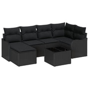Tuinset poly rotan 7-delig zwart