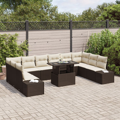 Tuin Sofa Set Set Van 11 Beige En Donkerbruin