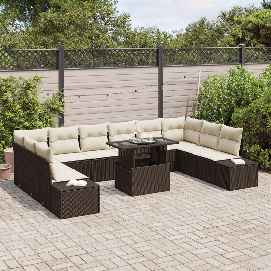 Tuin Sofa Set Set Van 11 Beige En Donkerbruin