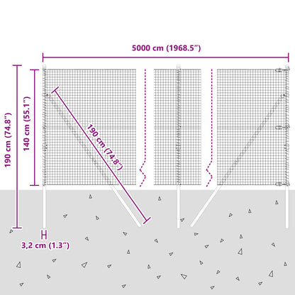 Gelast Draadhek Met 13 Palen 1.4X50 M Verzinkt Staal Gegalvaniseerd Staal