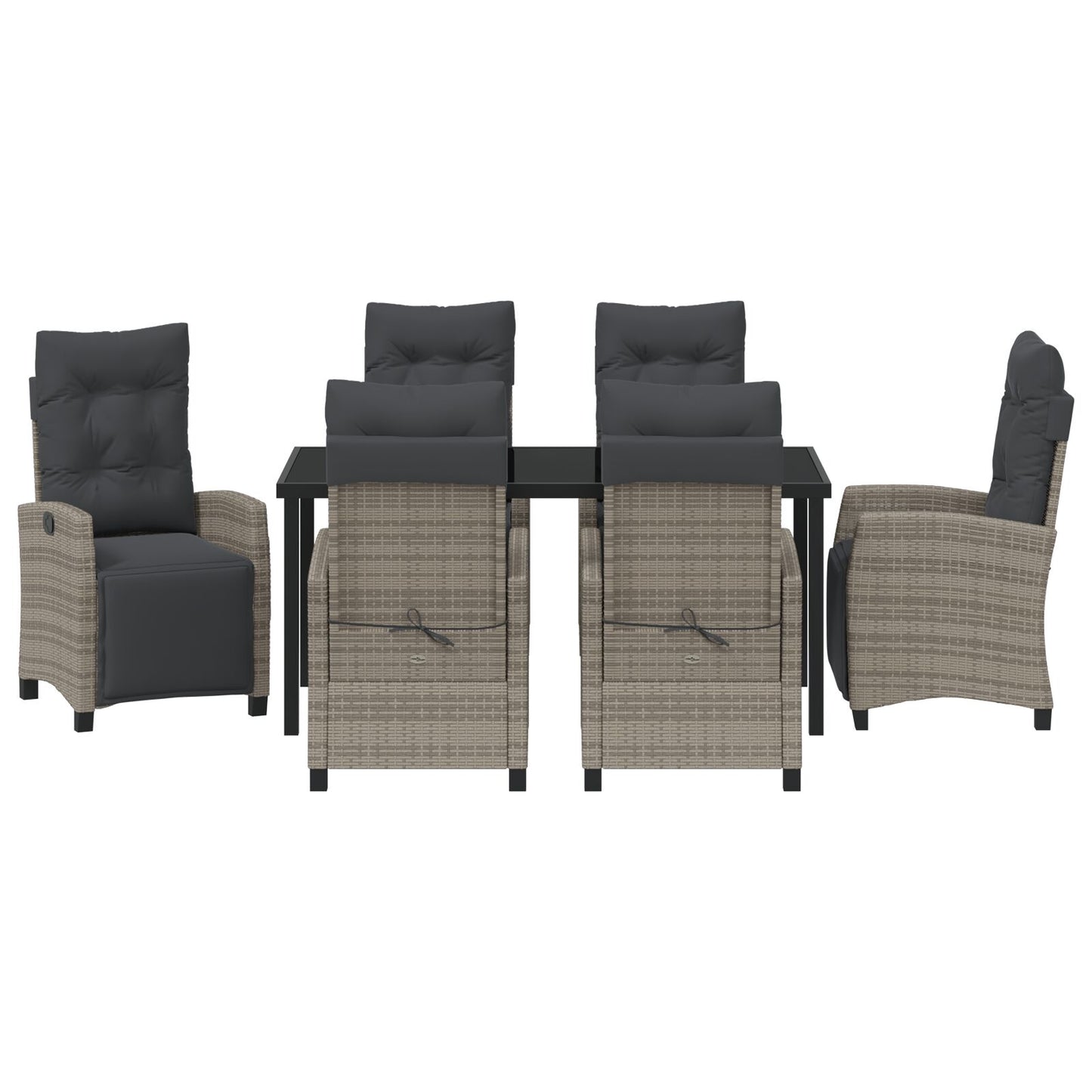7-Delige Tuin Eetset Grijs Poly Rattan