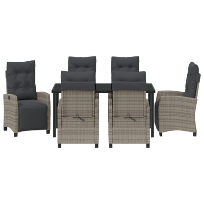 7-Delige Tuin Eetset Grijs Poly Rattan