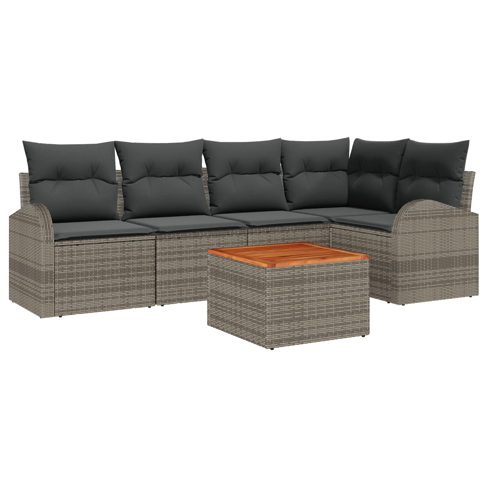 6-Delige Tuin Sofa Set Met Kussens Grijs Poly Rattan Acacia