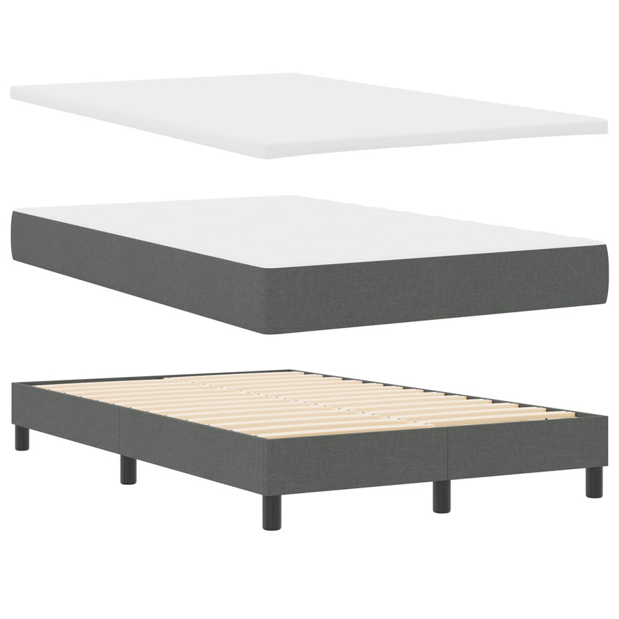 Boxspringbed Met Matras & Bank Donkergrijs 120X190 Cm Stof Blauw