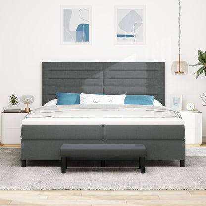 Boxspring Bed Met Matras & Bank Stof Donkergrijs 200 x 200 cm Lijnen design