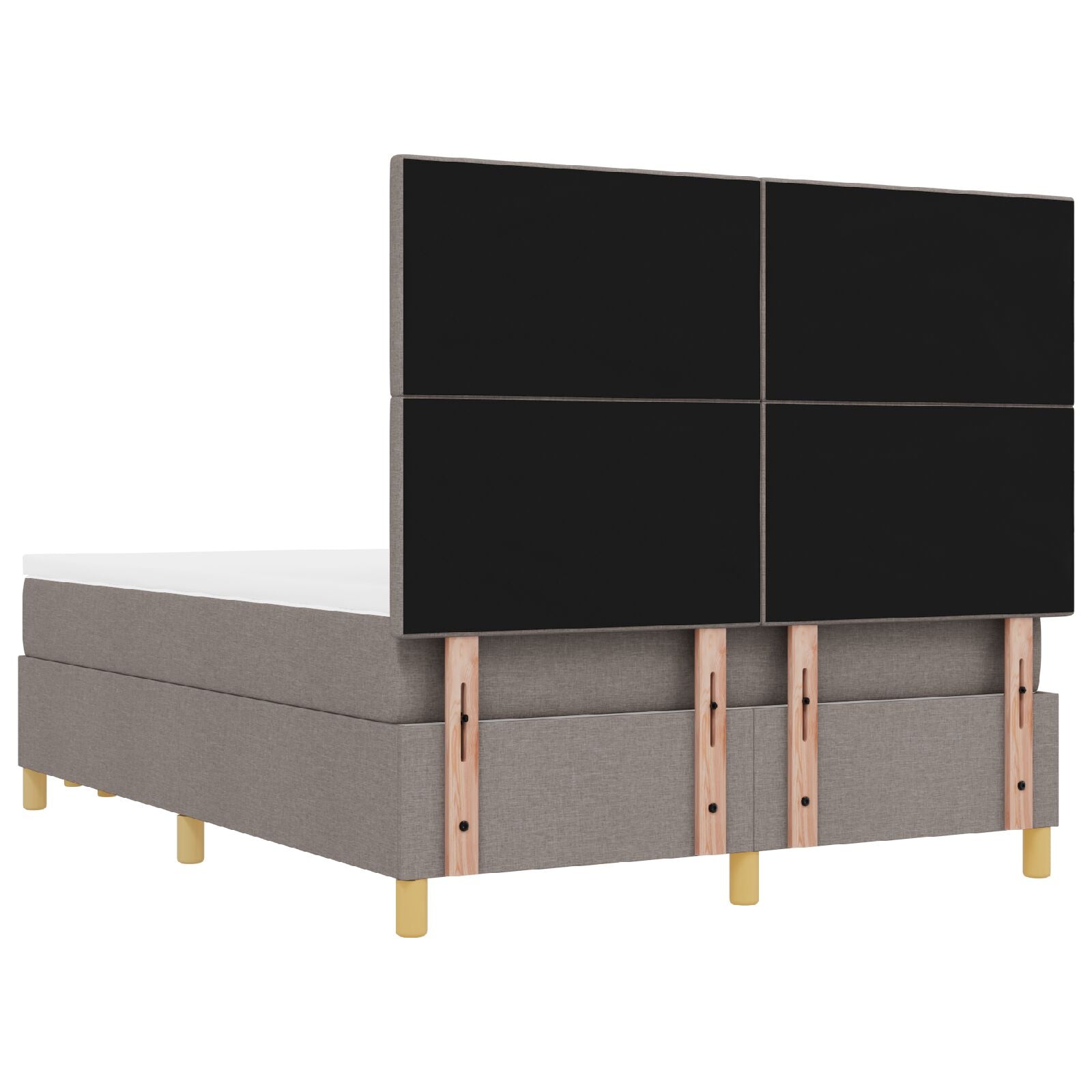 Boxspringbed Met Matras En Bank Stof Taupe 160 x 200 cm Knopgeplooid