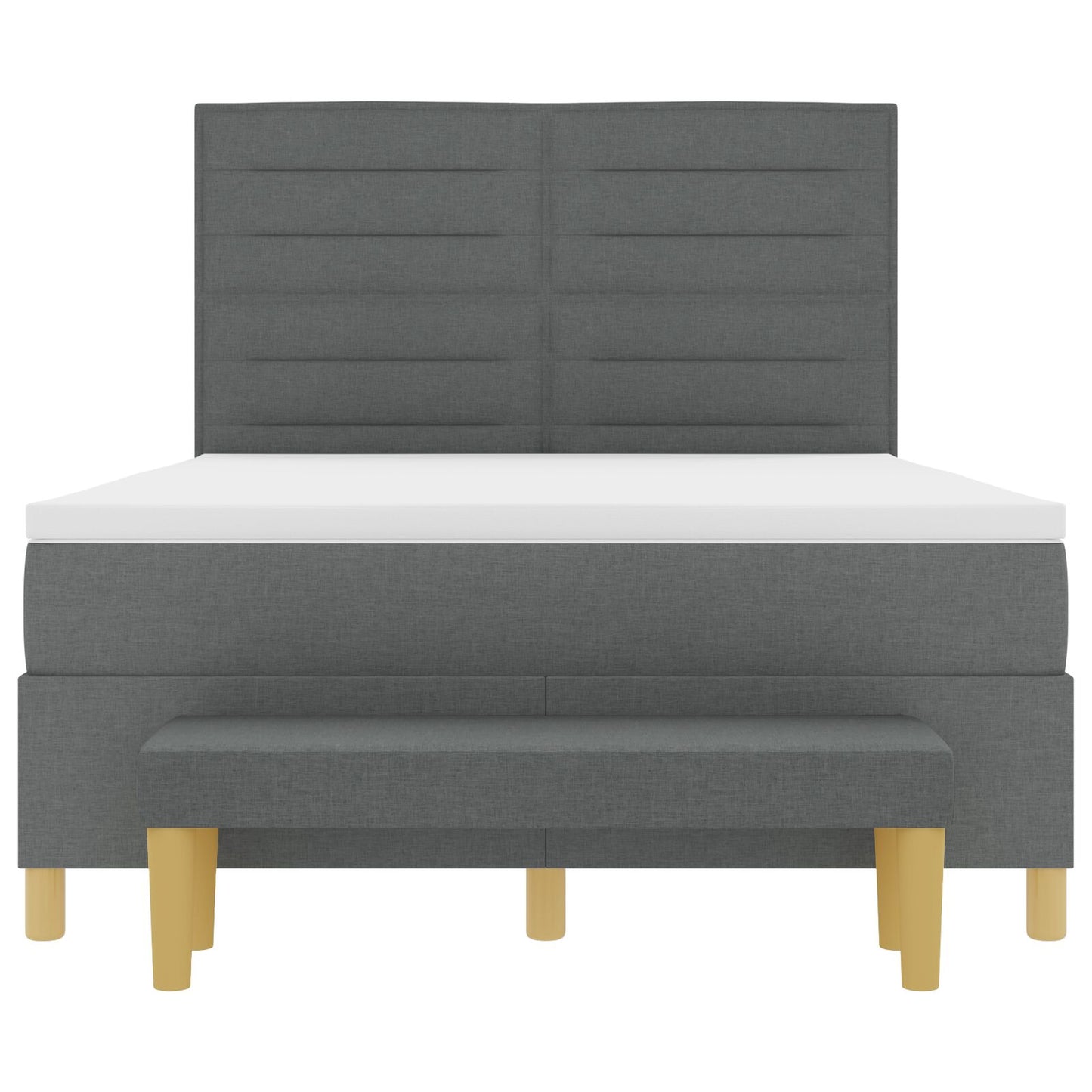 Boxspringbed Met Matras En Bank Donkergrijs Stof Donker Grijs 140 x 190 cm Lijnen ontwerp