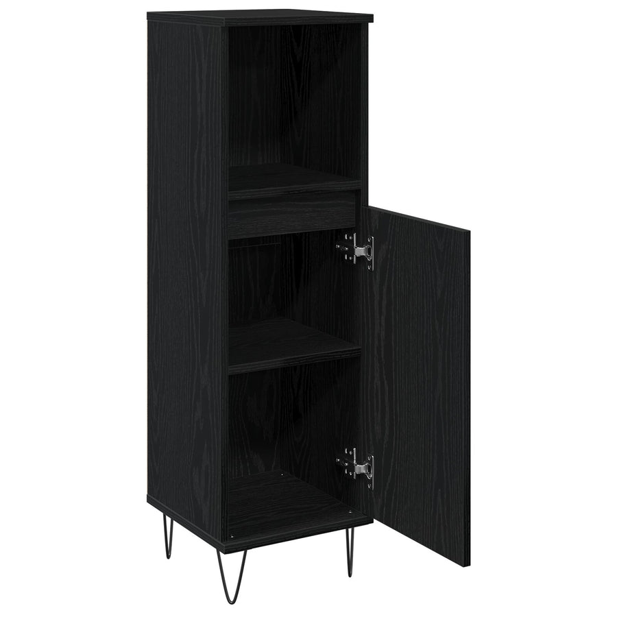 Badkamerkast 30X30X100 Cm Bewerkt Hout Zwart eiken