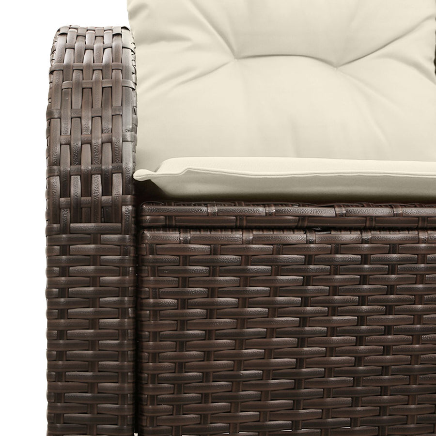 2-Zits Tuin Sofa Met Kussens Poly Rattan Bruin en crème geen opslag