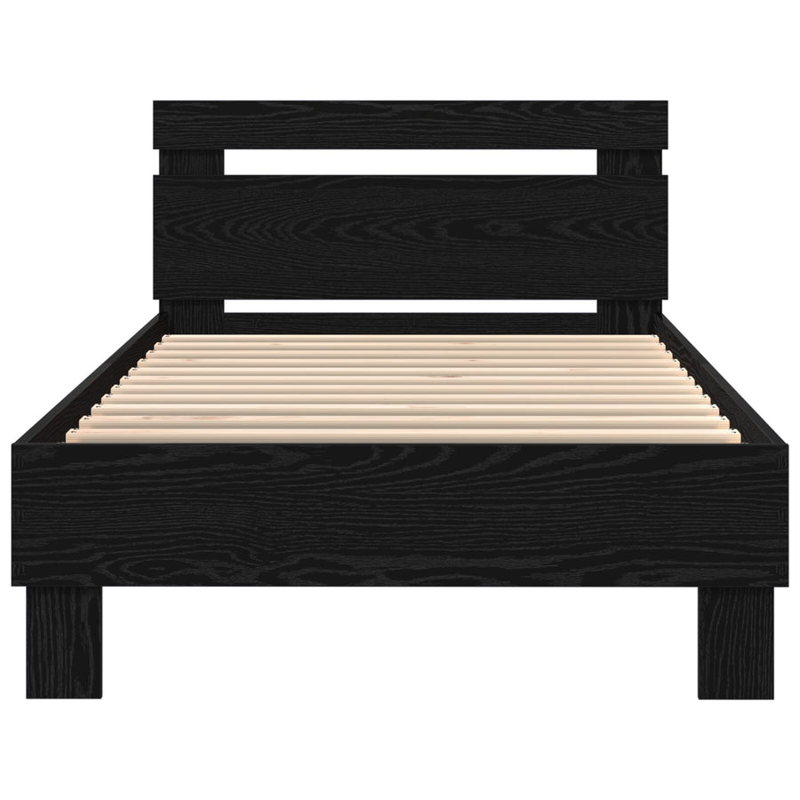 Bedframe Met Led-Verlichting Gefabriceerd Hout Zwart Eiken 90 x 200 cm